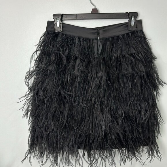 bebe Black Feather Mini Skirt Size 4 - Picture 2 of 7